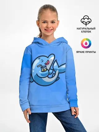 Детское худи / Дельфин с коктейлем
