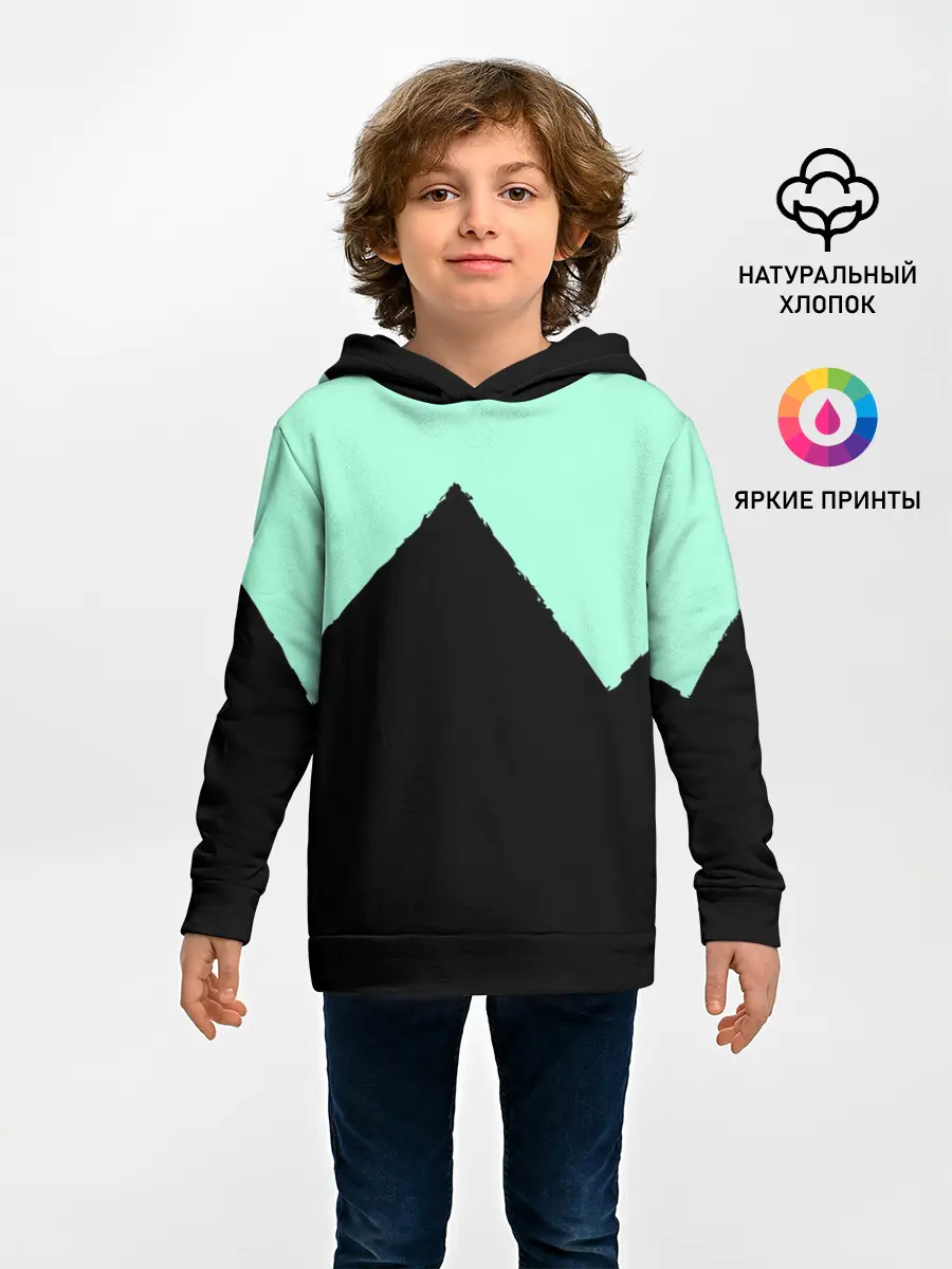 Детское худи / неровные зубья черный мятный