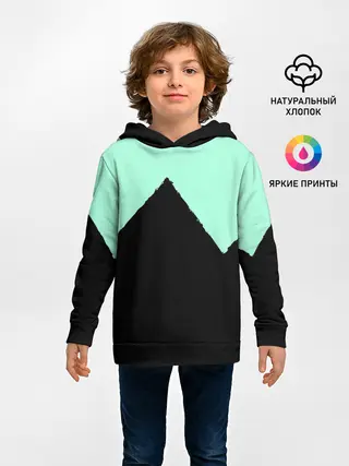 Детское худи / неровные зубья черный мятный