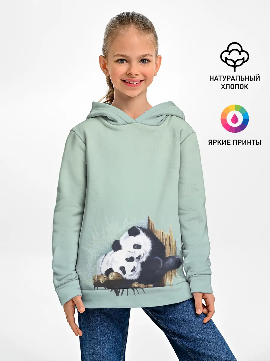 Детское худи / акварельные панды