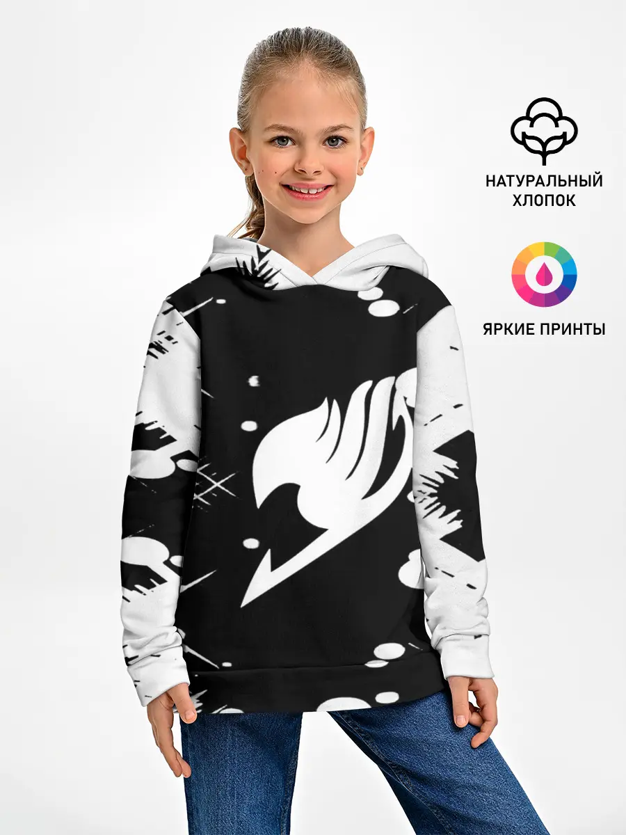 Детское худи / Хвост Феи геометрия в чб