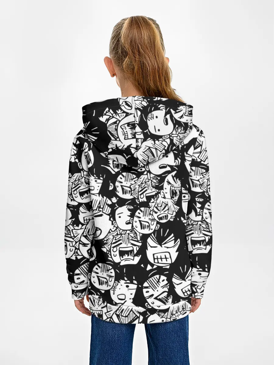 Детское худи / DEMON SLAYER / ЛИЦА / УЗОР