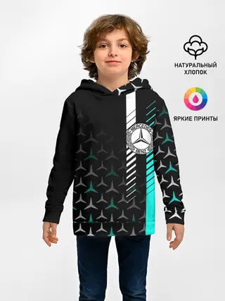 Детское худи / МЕРСЕДЕС / AQUA BLACK GRADIENT