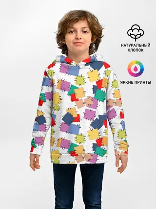 Детское худи / Ретро узор-заплатки.