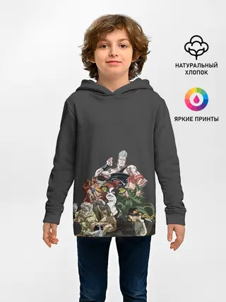 Детское худи / Герои JoJo на сером