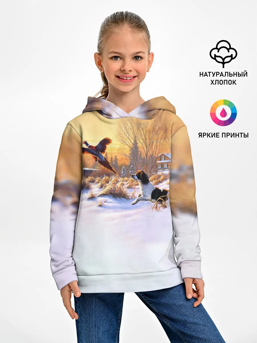 Детское худи / Собака и фазан