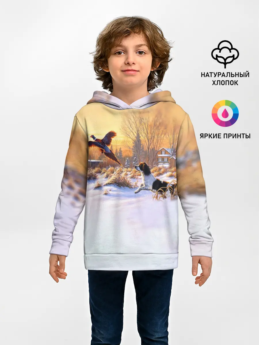 Детское худи / Собака и фазан
