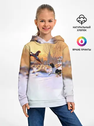 Детское худи / Собака и фазан