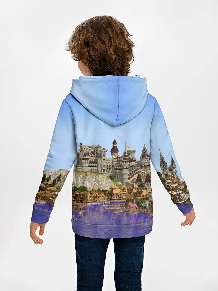 Детское худи / Корабль и замок в манкрафт.