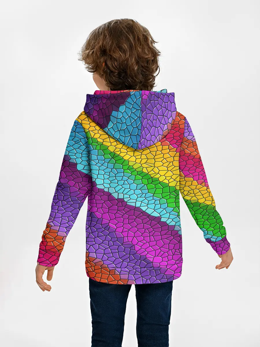 Детское худи / Яркая мозаика радуга диагональ