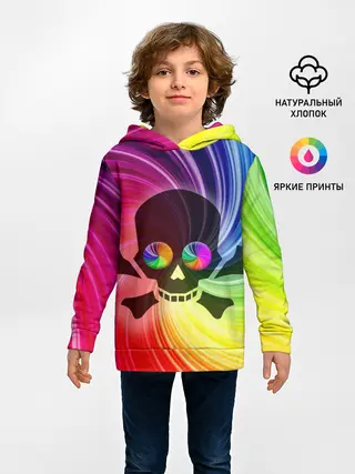 Детское худи / Радужный череп
