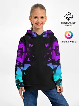 Детское худи / НЕОНОВЫЕ БАБОЧКИ | NEON BUTTERFLIES