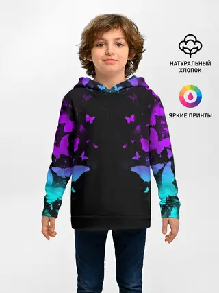 Детское худи / НЕОНОВЫЕ БАБОЧКИ | NEON BUTTERFLIES