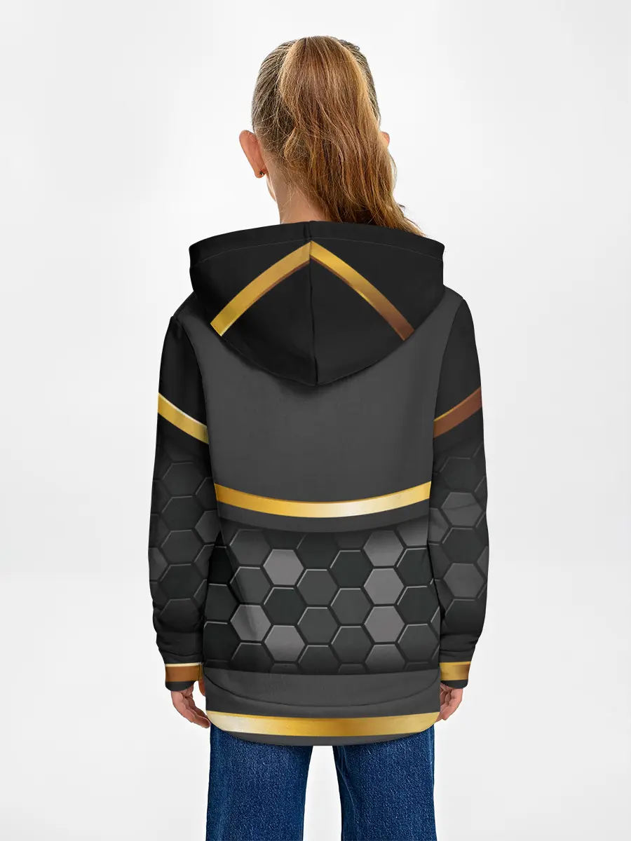 Детское худи / 3D ТЕМНАЯ БРОНЯ С ЗОЛОТОМ