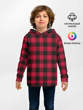 Детское худи / Красный паттерн крупная клетка