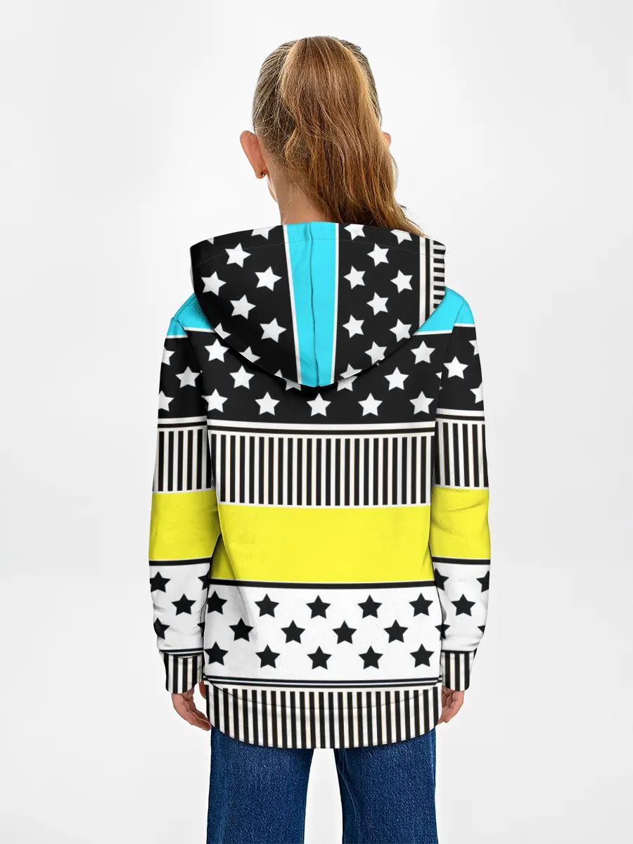 Детское худи / Неоновый яркий полосатый узор