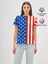 Женская базовая футболка / Американский Флаг