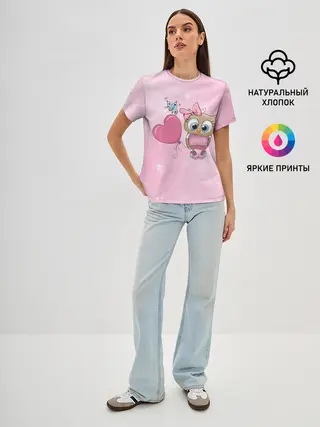 Женская базовая футболка / Совушка с шариком