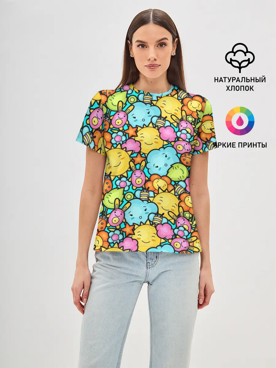 Женская базовая футболка / Облачко Солнышко