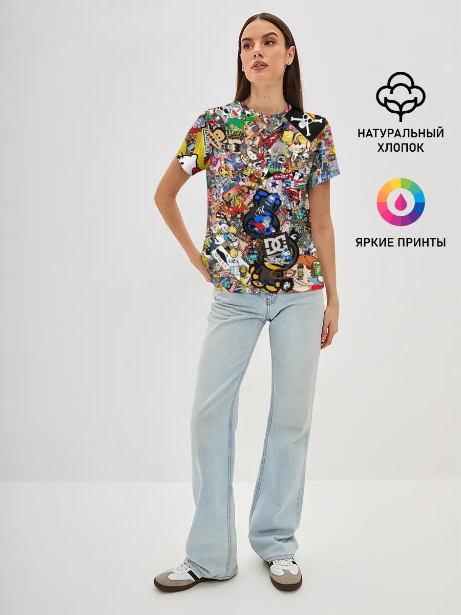 Женская базовая футболка / Стикеры