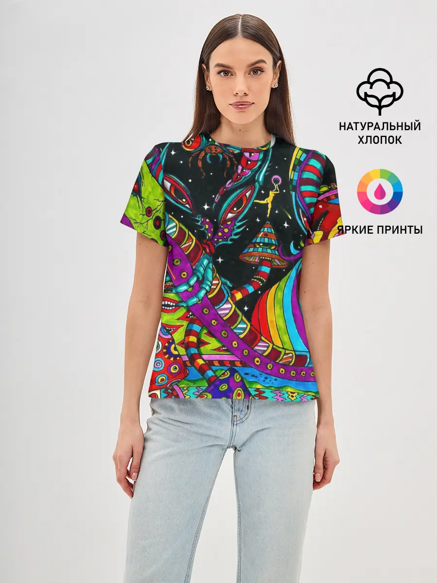 Женская базовая футболка / психоделика