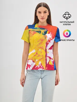 Женская базовая футболка / Красочное счастье
