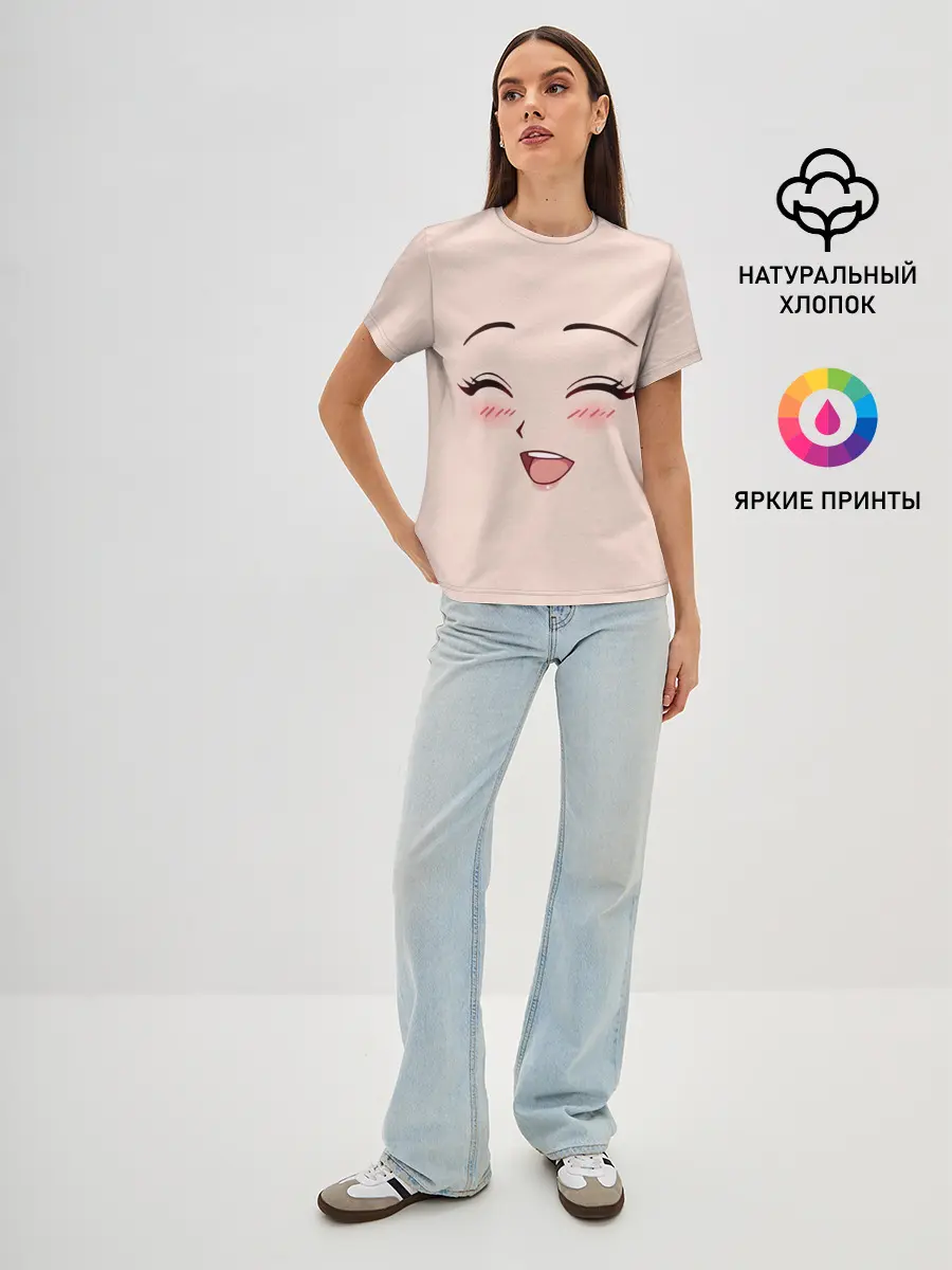 Женская базовая футболка / Сonfused anime face