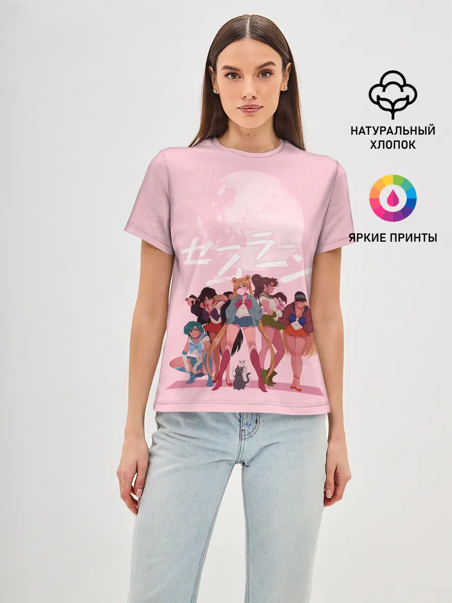 Женская базовая футболка / PINK SAILOR MOON