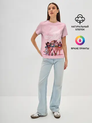 Женская базовая футболка / PINK SAILOR MOON