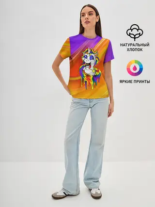 Женская базовая футболка / Единорог | Unicorn | Rainbow