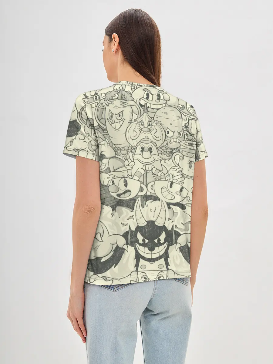 Женская базовая футболка / Cuphead and Devil