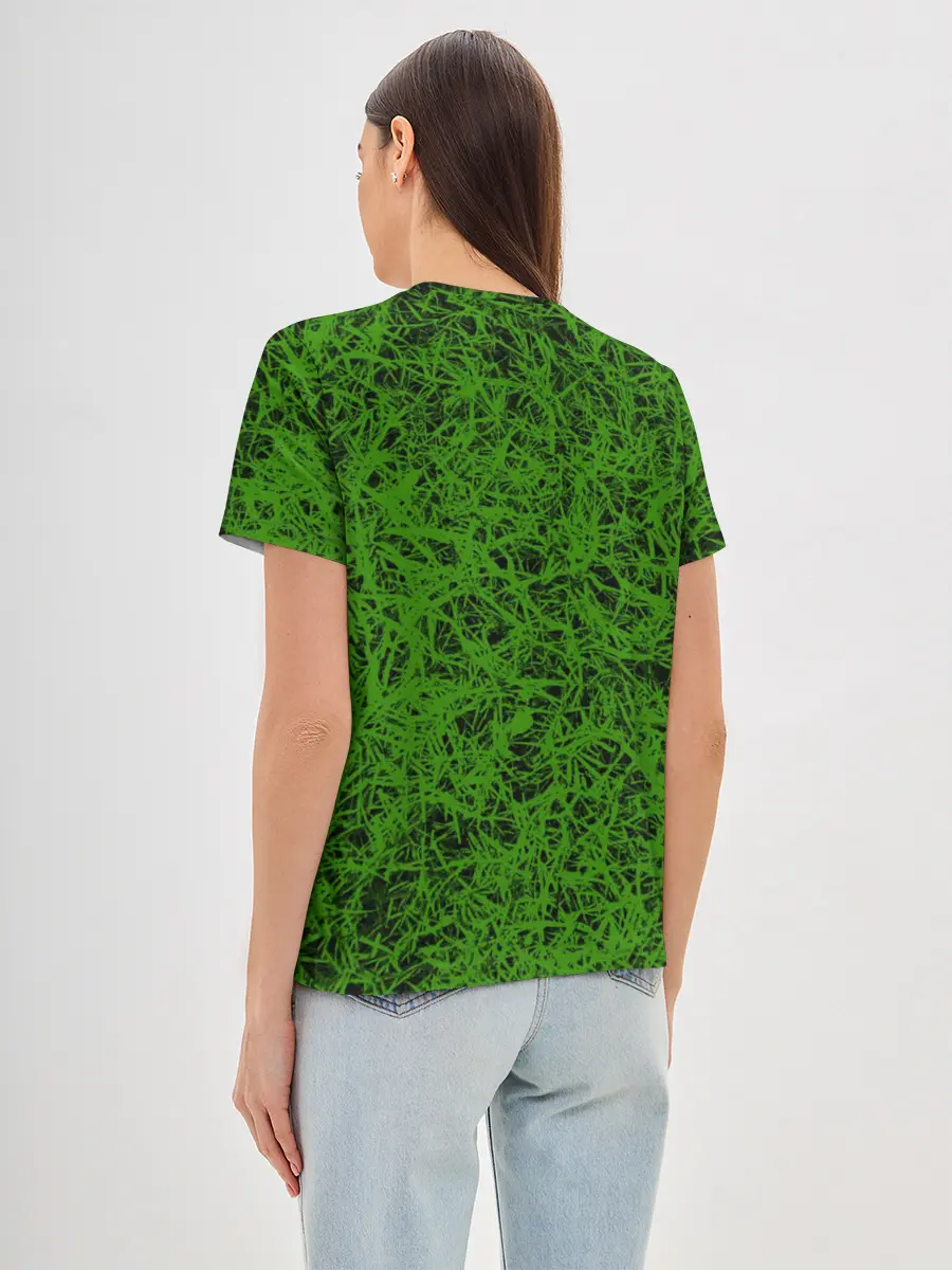 Женская базовая футболка / зелёный паттерн