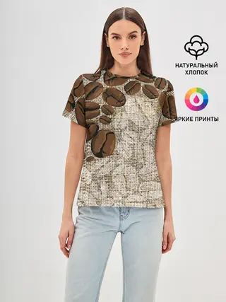 Женская базовая футболка / Кофейные зёрна