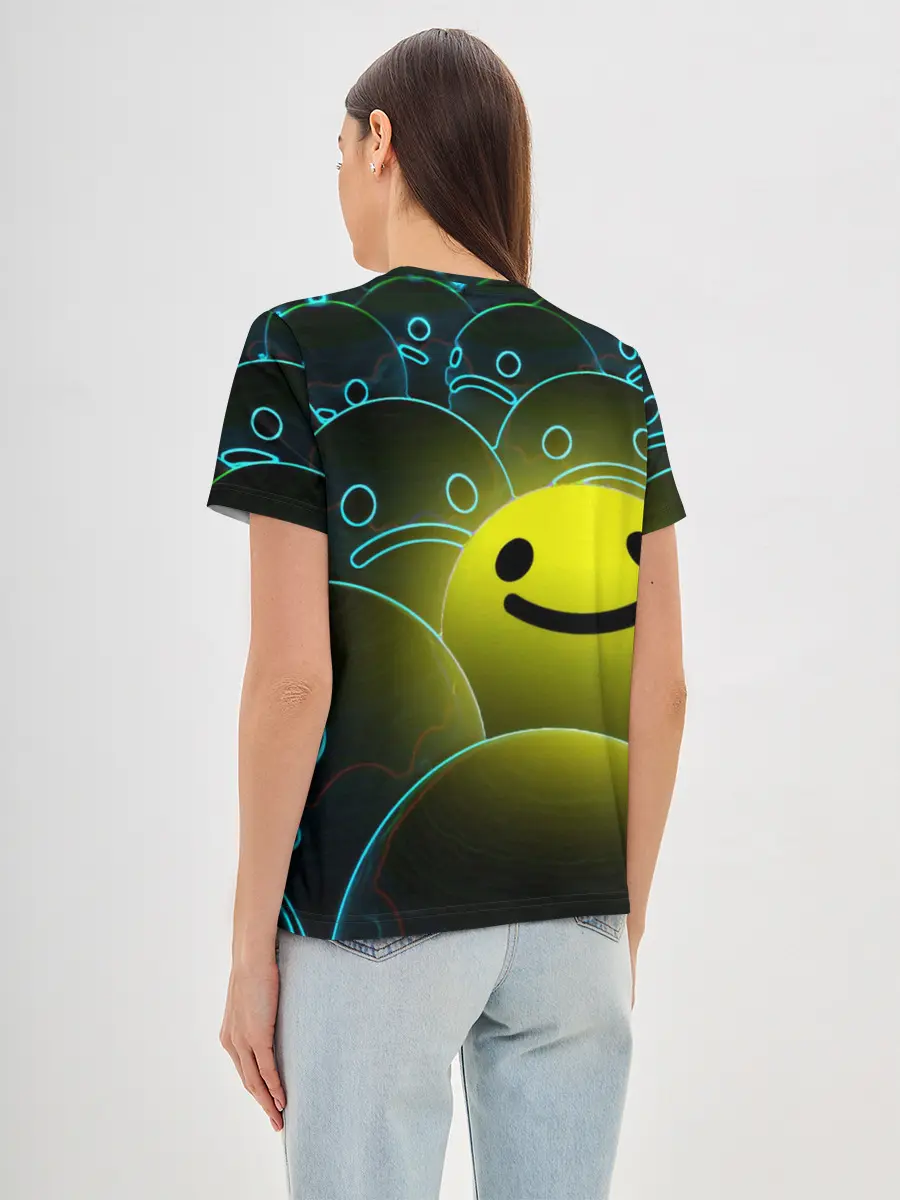 Женская базовая футболка / НЕОНОВЫЕ СМАЙЛЫ