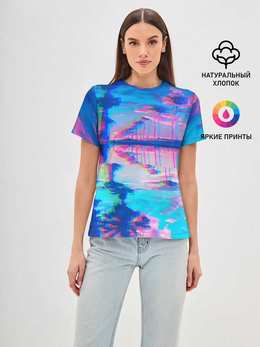 Женская базовая футболка / ГАВАЙИ ГЛИТЧ