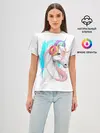 Женская базовая футболка / Music Unicorn Art