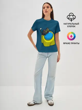 Женская базовая футболка / Among Us | Cat