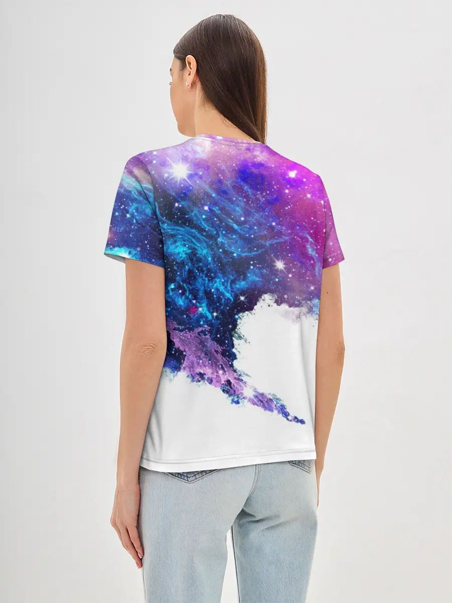 Женская базовая футболка / Космический сноуборд