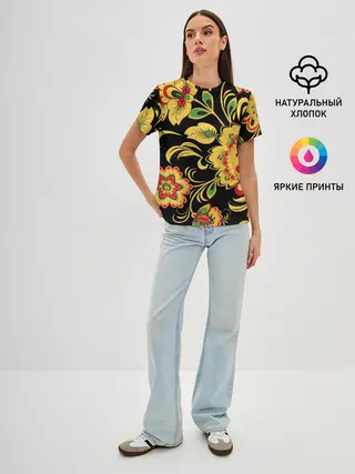 Женская базовая футболка / Хохлома