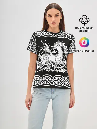 Женская базовая футболка / Рингерике олень белый 3D