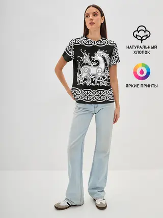 Женская базовая футболка / Рингерике олень белый 3D