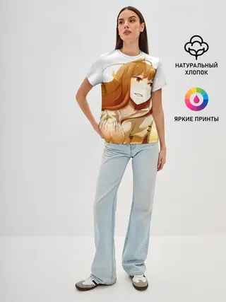 Женская базовая футболка / Волчица и пряности Холо