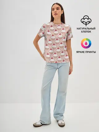 Женская базовая футболка / Вишенка на кексе