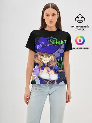 Женская базовая футболка / Лиза, Genshin Impact