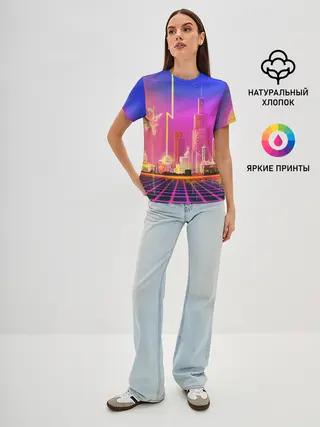 Женская базовая футболка / КИБЕР ГОРОД