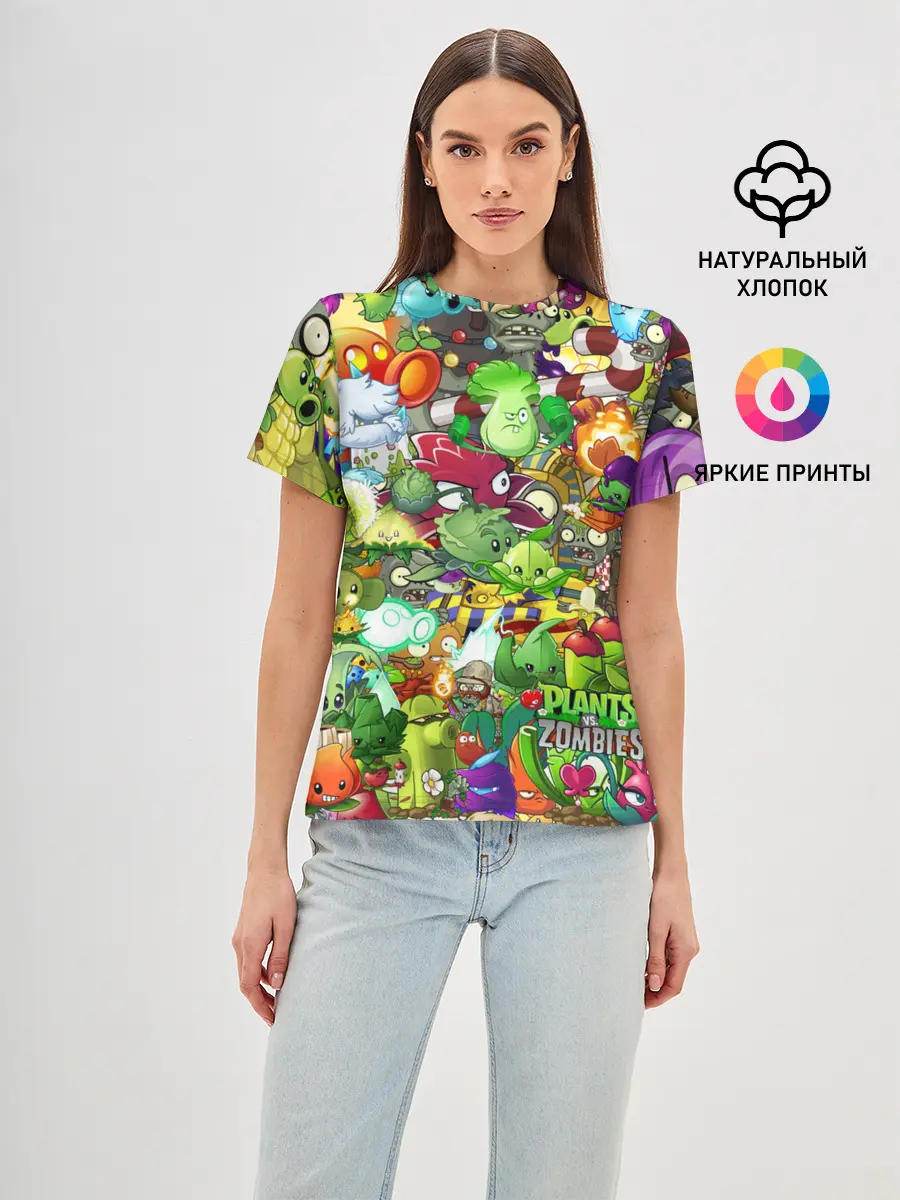 Женская базовая футболка / Plants vs Zombies