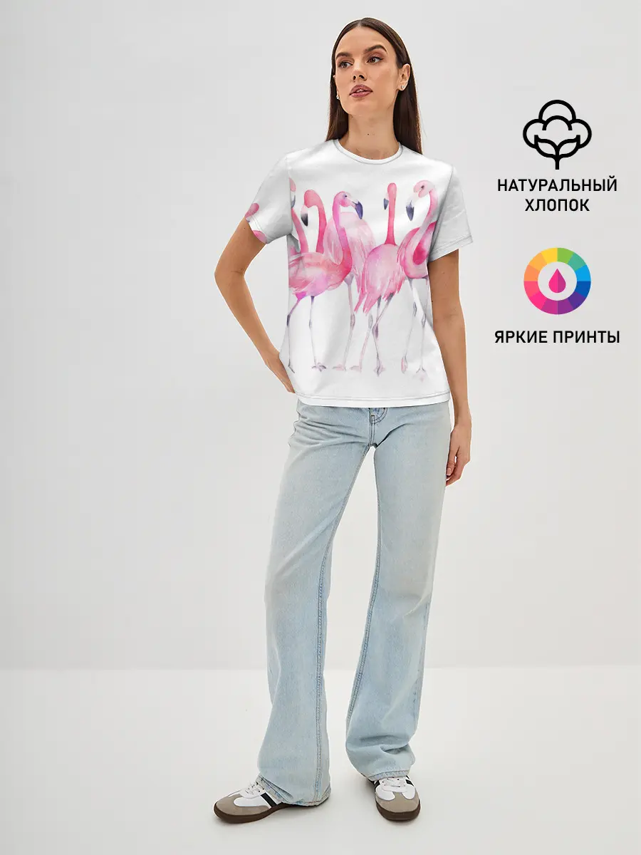 Женская базовая футболка / Фламинго