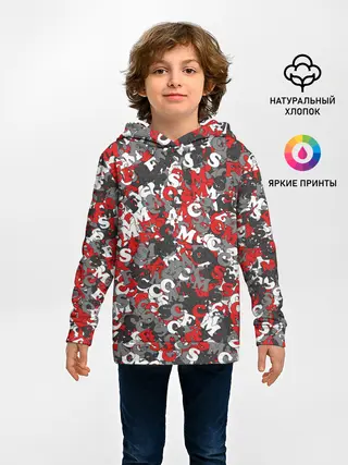 Детское худи / Камуфляж с буквами F.C.S.M