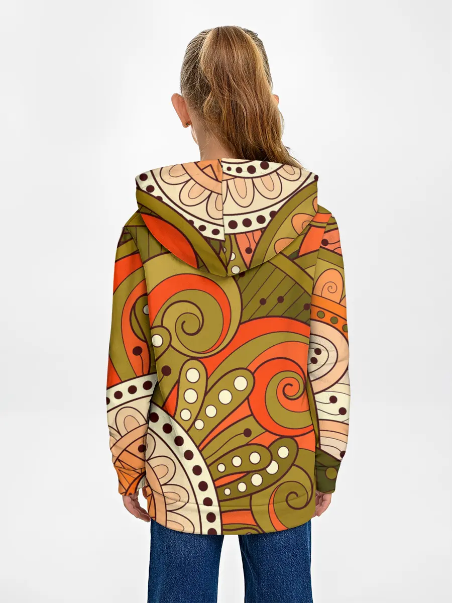 Детское худи / Детский оранжево-болотный