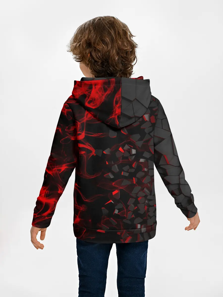 Детское худи / 3Д Разлом | 3D Плиты и огонь